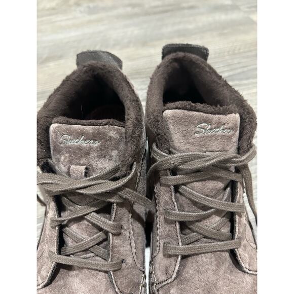 Women’s 7 Skechers Relaxed Fit Bikers Lineage Ankle Boot Brown Leather 44706 - Picture 5 of 7